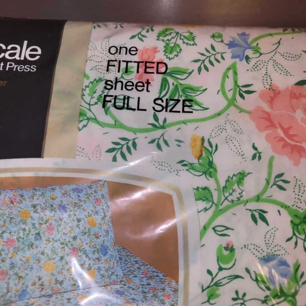Vintage JCPenney Juliet Floral Full Fitted Sheet Percale Permanent Press NOS Cot